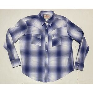Wrangler‎ Western Cowboys Mens Size XL Long Sleeve Pearl Snap Shirt Plaid